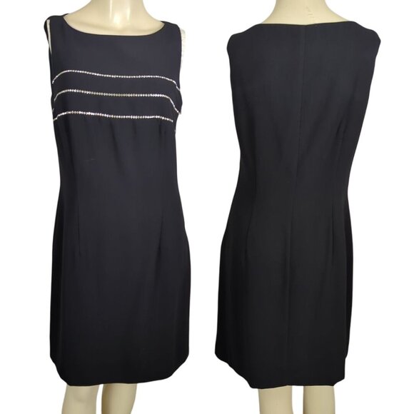 Vintage‎ CDC Black Sleeveless Cocktail Dress Rhinestone Embellishments Size 10 - Picture 1 of 15